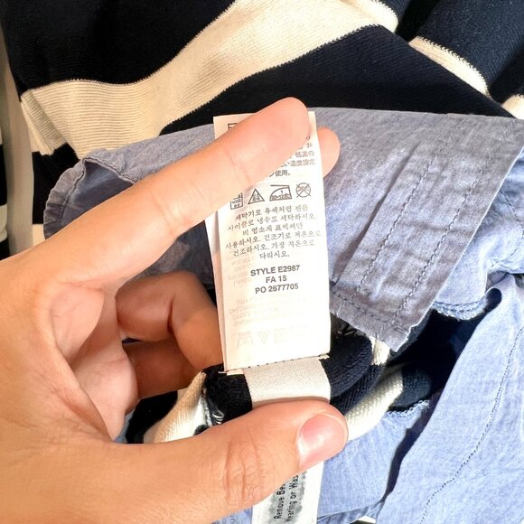 J. Crew Blue Striped Mock Layer Prep School Long Sleeve Top Preppy Nautical M - Picture 5 of 6